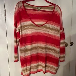 Lucky Brand woman’s Striped tunic length sweater EUC XL